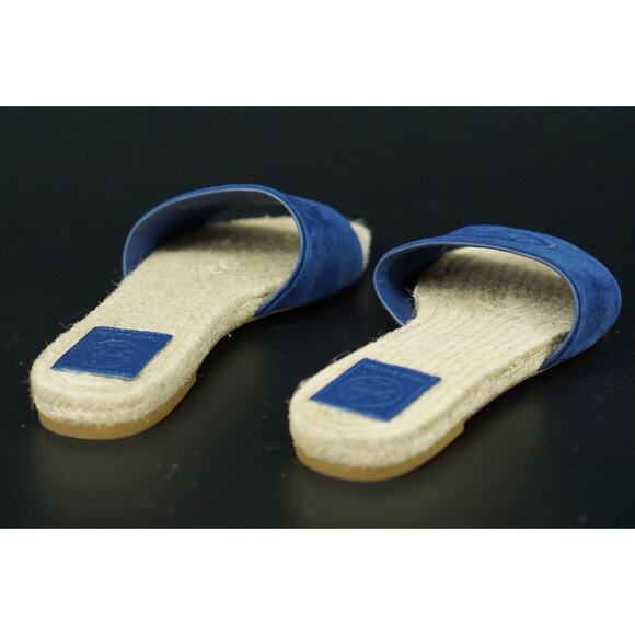 Tory Burch Benton Espadrille Slide Sandals Size 5.5 Blue Band $255 Logo NIB - Picture 10 of 11